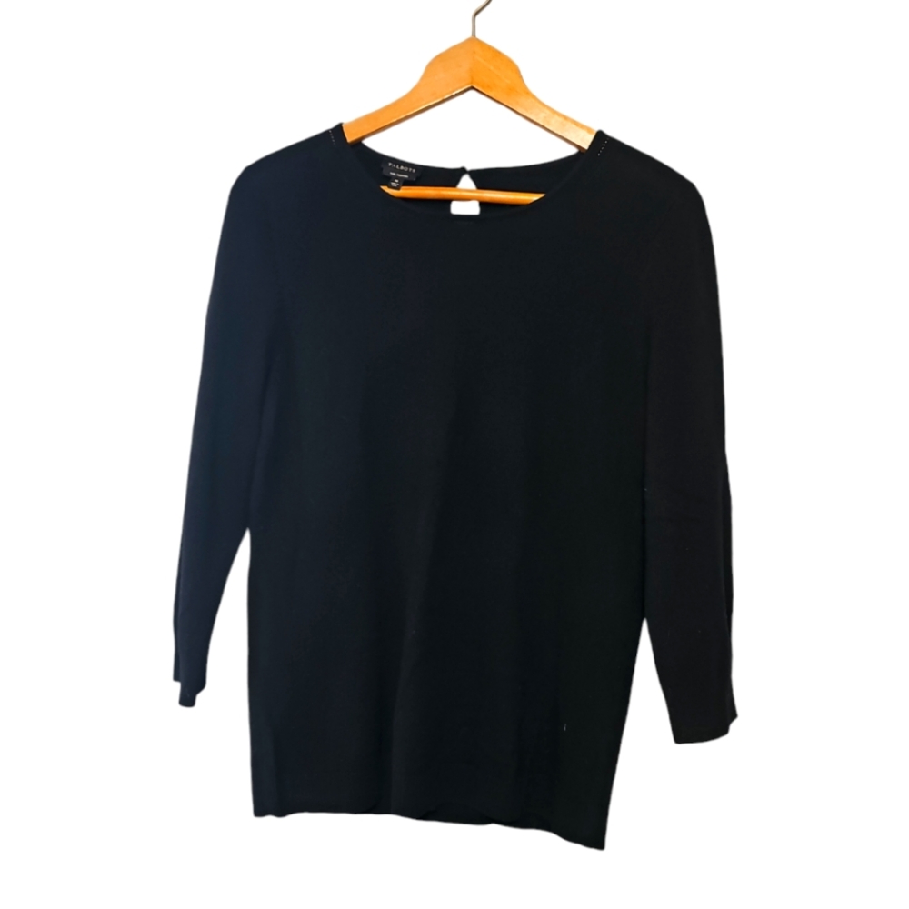 Talbots Sweater Womens Size Medium Luxury Cashmere Black Cozy Warm Old Money